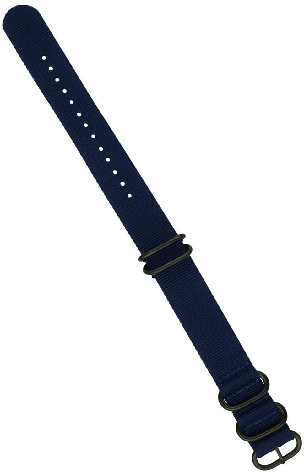 Pasek do zegarka NATO 011 w granatowym kolorze. Wykonany z wytrzymałego nylonu, długość 26 cm, szerokość 20 mm. Wygodny, trwały i łatwy w montażu – idealny do codziennego noszenia i aktywności 2.jpg